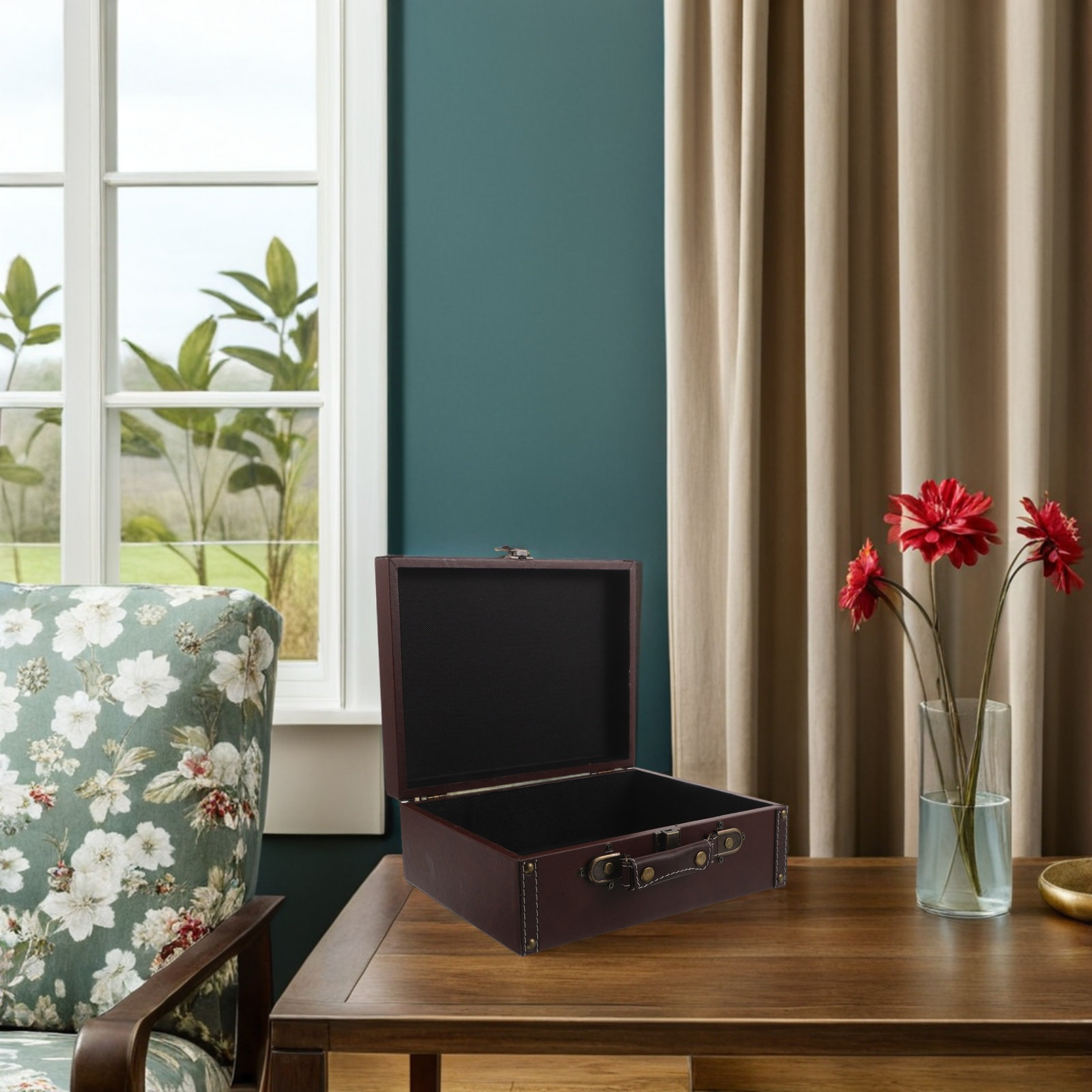 Retro Vintage Trunk Suitcase - Boîte de rangement rétro en bois,